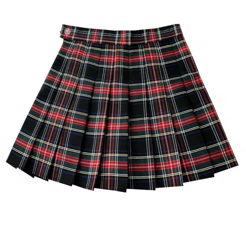 Classic Red Black Plaid Pleated Skirt SIZE XS